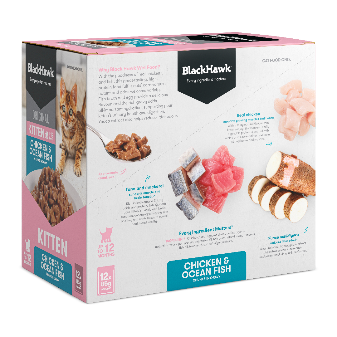 Black Hawk Original Kitten Chicken & Fish in Gravy Wet Cat Food - Image 4