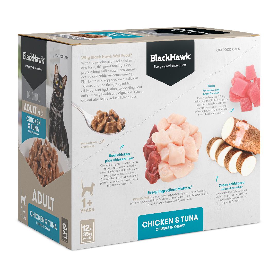 Black Hawk Original Adult Chicken & Tuna in Gravy Wet Cat Food - Image 4