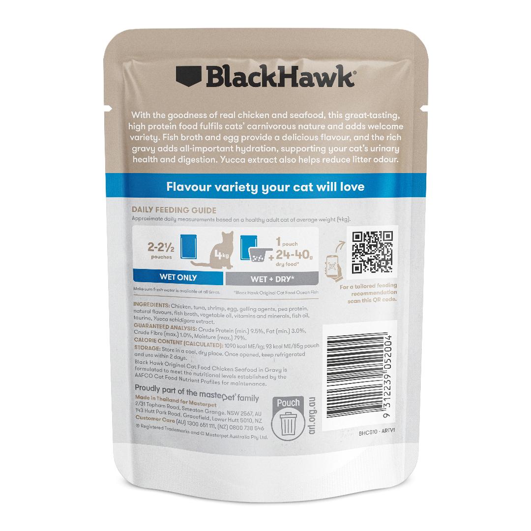 Black Hawk Original Adult Chicken & Seafood in Gravy Wet Cat Food - Image 7