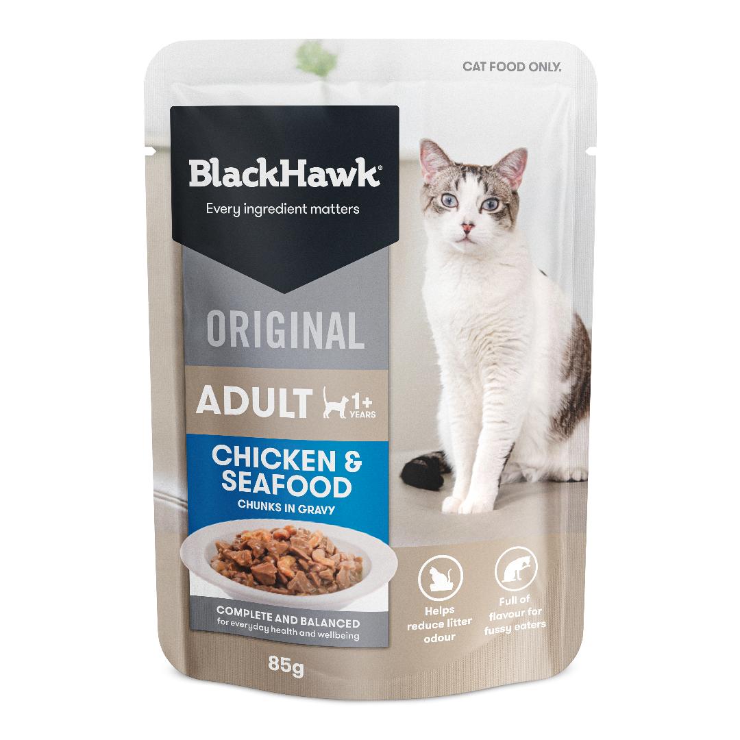 Black Hawk Original Adult Chicken & Seafood in Gravy Wet Cat Food