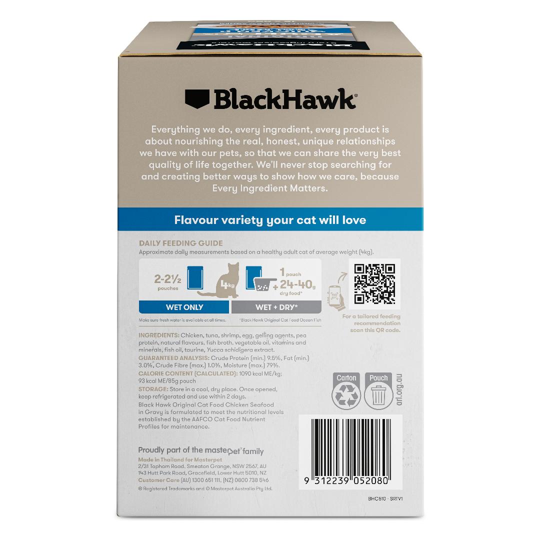 Black Hawk Original Adult Chicken & Seafood in Gravy Wet Cat Food - Image 4