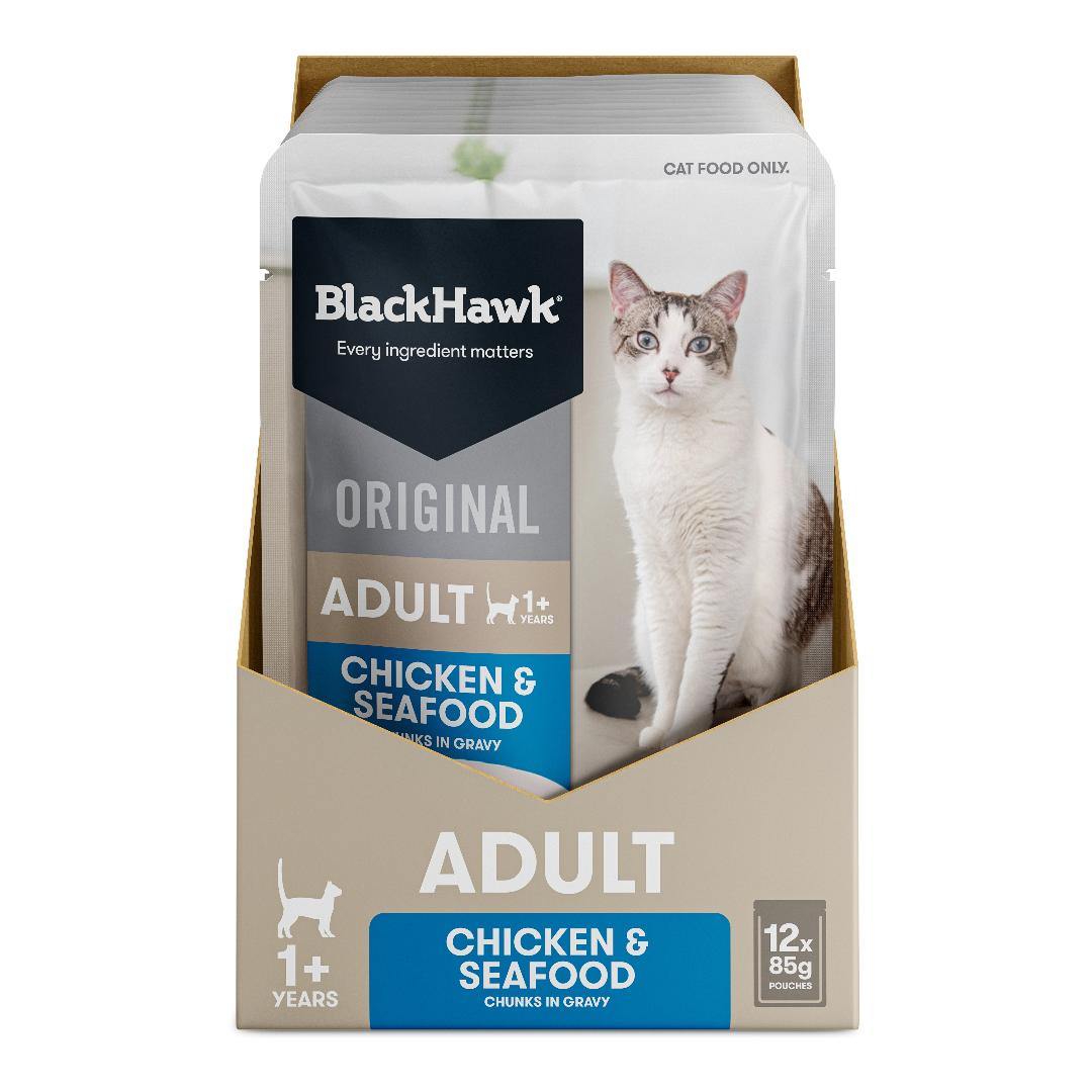 Black Hawk Original Adult Chicken & Seafood in Gravy Wet Cat Food - Image 2