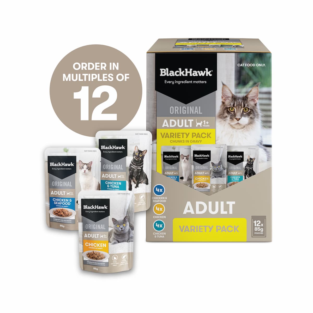 Black Hawk Original Cat Food Variety Pack in Gravy 85g - Image 3