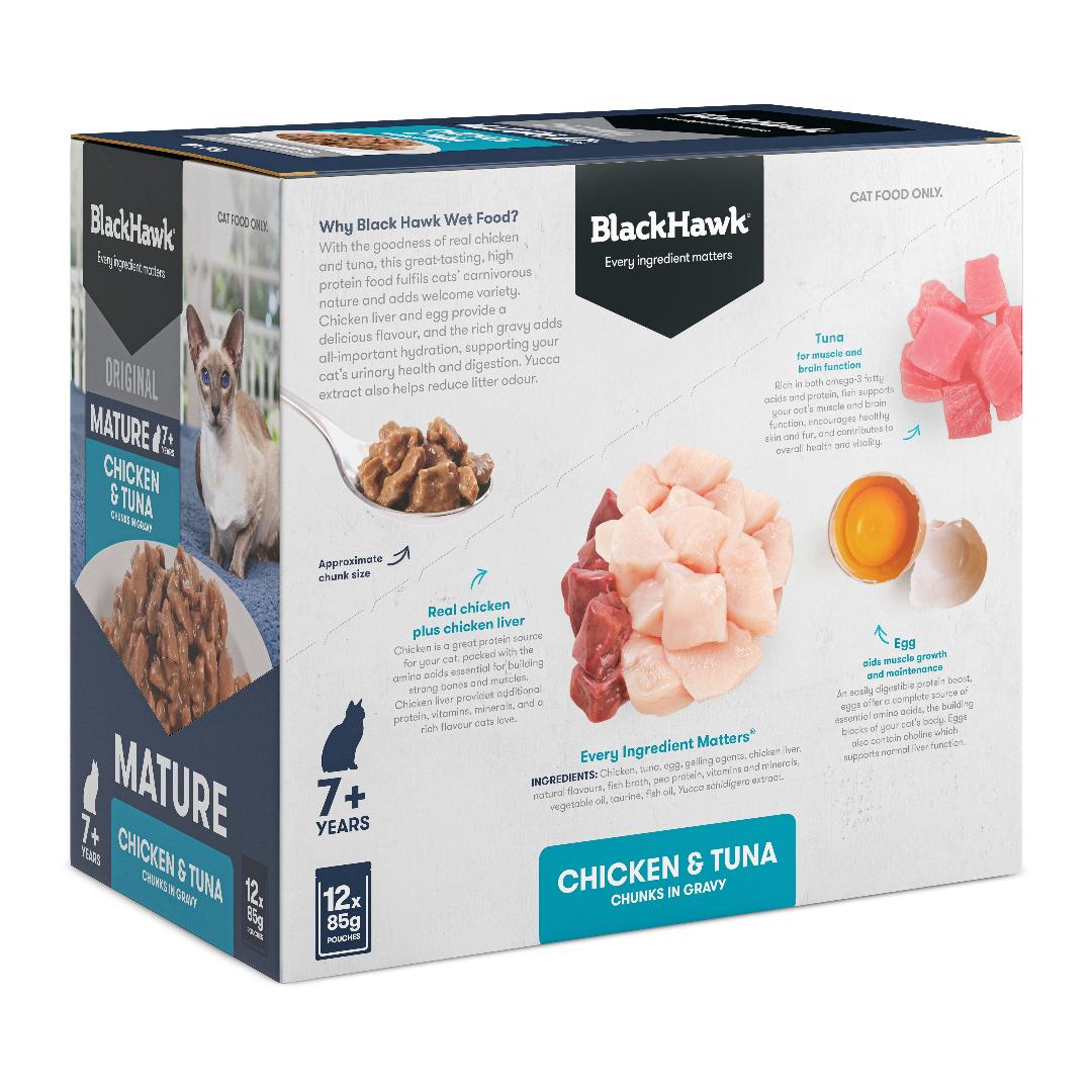 Black Hawk Original Adult Mature Chicken & Tuna in Gravy Wet Cat Food - Image 5