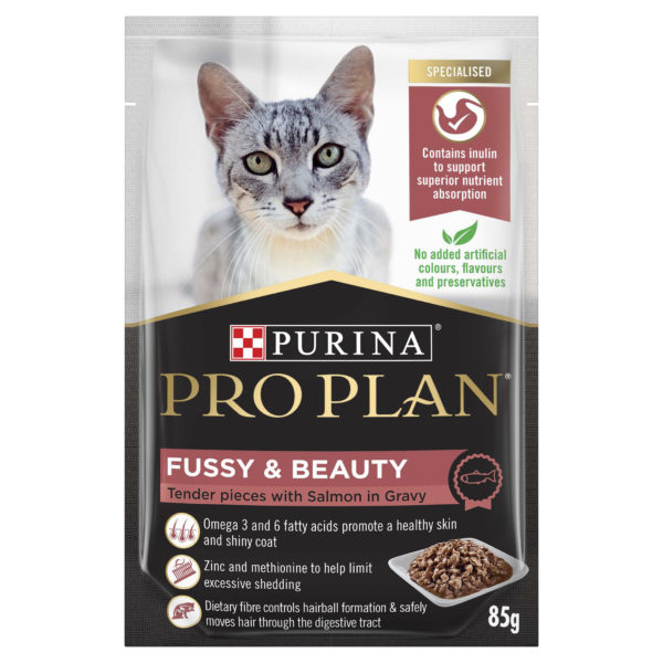 PRO PLAN Adult Fussy & Beauty Salmon in Gravy Wet Cat Food 85g